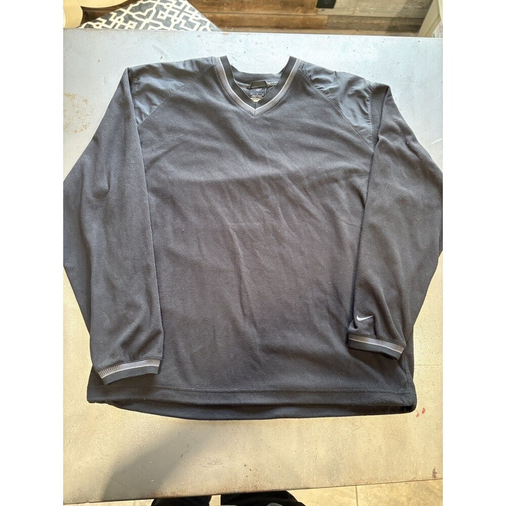 Vintage Nike Golf Therma-Fit Black Pullover Sweatshirt Large V-Neck Fleece